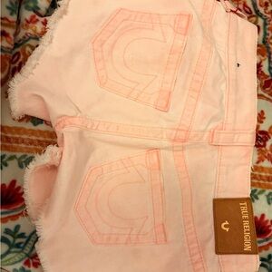 True Religion Light Pink Denim Shorts